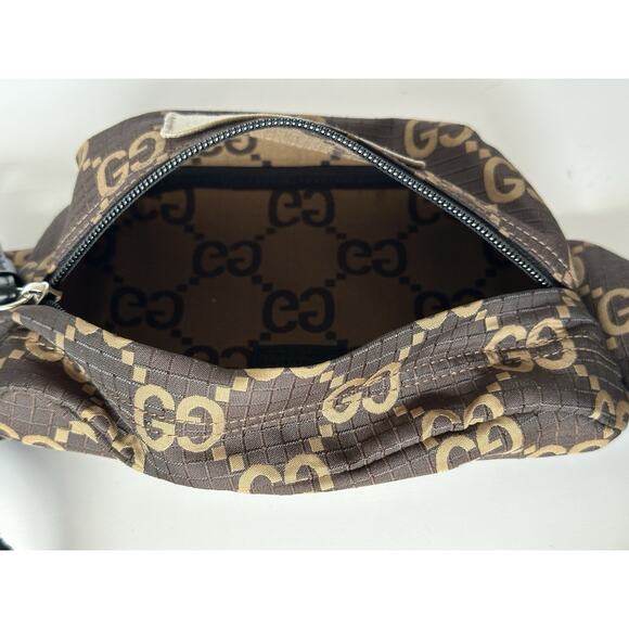 Gucci Maxi GG Logo Brown Nylon Belt Bag 80/32 767934 Italy NWT